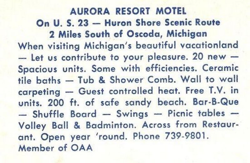 Aurora Resort Motel - Postcard